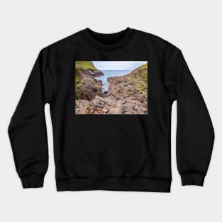 Welsh Coastal Path, Gower, South Wales. Access to Mewslade Bay cut off at high tide Crewneck Sweatshirt